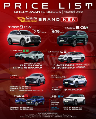 Pricelist Harga Chery cisalakpasar 2025